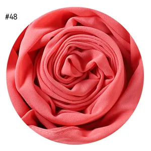 Einfarbig Chiffon Hijab Schal für Damen, elegante korallenrote Kopfbedeckung neu.