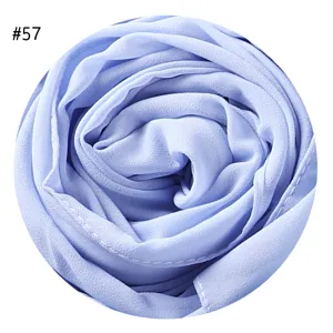 Hellblaues Chiffon Kopftuch einfarbig muslimischer langer Schal Detail Ansicht #57