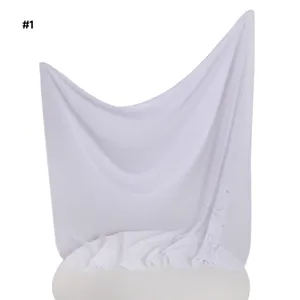 Einfarbiges Chiffon-Vierecktuch mit Strass-Schleife, leichtes und atmungsaktives Kopftuch.