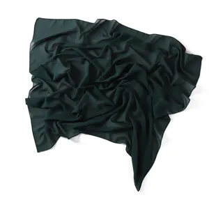 Dark green solid color chiffon square scarf lightweight breathable headscarf sun protection shawl