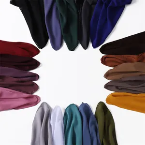 Solid color chiffon square scarf breathable hijab lightweight sun protection shawl head wrap.