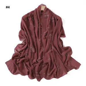 Sciarpa hijab in chiffon bordeaux con numeri strass design leggero e molto traspirante