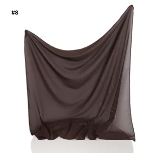 Braunes Chiffon-Tuch mit Strass-Schleife, leichtes, atmungsaktives Kopftuch und Sommer-Schal.