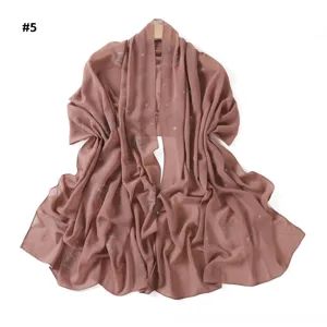 Scialle sciarpa in chiffon con numeri strass, foulard lungo leggero traspirante per donne.