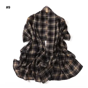 Women's plaid print chiffon long scarf elegant fashion lightweight sun protection shawl wrap