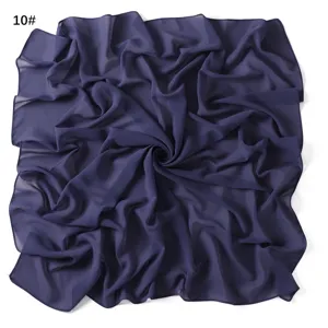 Dark purple chiffon square scarf, lightweight breathable fabric, ideal for summer sun protection.