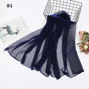Écharpe en maille plissée métallique bleu foncé pour femmes, foulard brillant et léger.