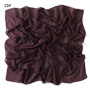 Solid color pearl chiffon square scarf, lightweight breathable summer hijab and stylish neck wrap.