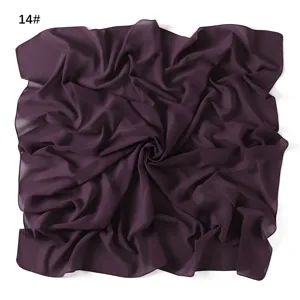 Solid color pearl chiffon square scarf, lightweight breathable summer sun protection hijab.