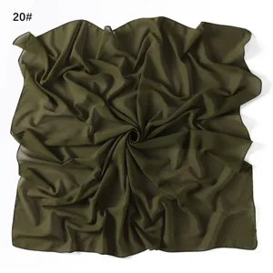Solid color pearl chiffon square scarf, lightweight breathable hijab and summer sun shawl.