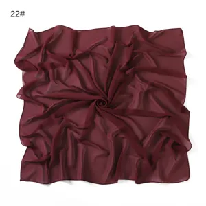 Burgundy pearl chiffon 90x90cm square scarf, lightweight, breathable, summer sun protection.