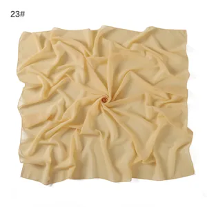 Solid color chiffon square scarf, lightweight breathable summer headscarf and elegant neck shawl.