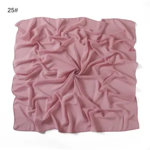 Solid color pearl chiffon square scarf, lightweight breathable headscarf, summer shawl.