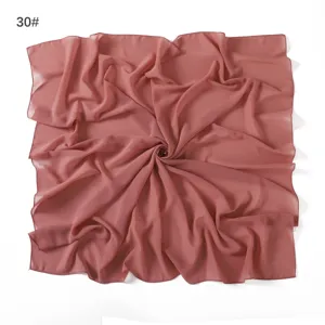 Solid color pearl chiffon square scarf 90x90cm thin breathable sun protection shawl