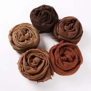 Women Casual Viscose Scarf Solid Color Lightweight Breathable Sun Protection Shawl Tassel Fringe Long Scarves