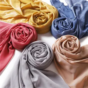 Women sparkling glitter chiffon hijab scarf solid color Muslim head wrap for women