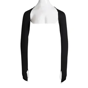 Châle de manches élastiques noir pour femmes, bolero en polyester avec trous pour les pouces.