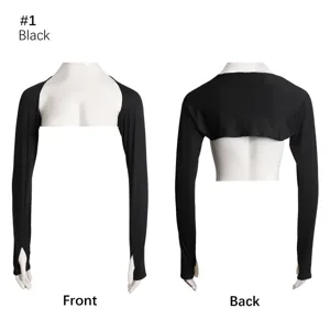 Manches élastiques noires châle anti-éblouissement boléro shrug vue détaillée pour femmes basique