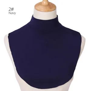 Elegante finto collo alto rimovibile da donna in cotone modal di colore blu marino
