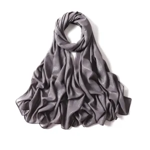 Shimmery glitter chiffon hijab scarf with scattered silver details for elegant daily wear.