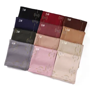 Vrouwen katoen strass hijab sjaal meerkleurige lange wikkel elegante omslagdoek
