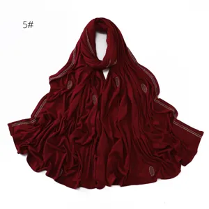 Buy elastic mercerized cotton hot drill long hijab scarf with shiny polka dots online.