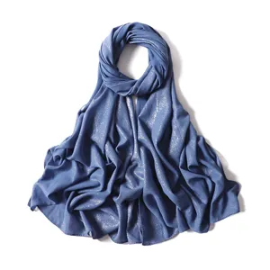 Elegant shimmer chiffon hijab for women, solid color glittering long scarf and head cover.