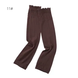 Femmes manchons de protection solaire marron avec volants motif tricot mode exterieure