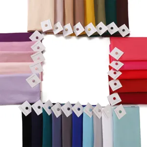 Silk cotton long hijab scarf set with magnetic pins, multi-color women head wrap.