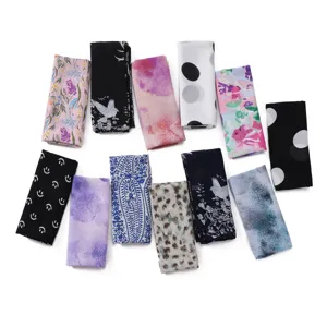 Donna Moda Sciarpa Chiffon Leggero Morbido Floreale Lungo Sciarpa Collo Scialle Versatile Elegante Sciarpa Collo Per Usura Quotidiana