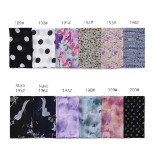 Vista dettagliata che mostra i numeri di colore da 189 a 200 di sciarpe e foulard in chiffon.