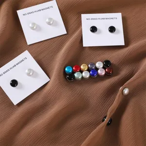 Bunte runde Perlen Hijab Magnete starke Magnetnadeln Brosche fuer Schals und Tuecher