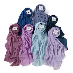Einfarbige Chiffon Hijab Schals Set mit praktischen Magnetnadeln, elegante Damen Kopftuch.