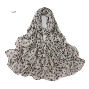 Squisita sciarpa lunga in chiffon stampato, elegante motivo a pois astratti, foulard leggero.