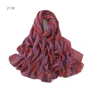 Vintage sciarpa stampata in chiffon di perle floreali lungo hijab scialle elegante.