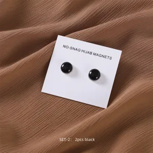 Schwarze runde magnetische Hijab Nadeln Set, starke Schal Clips fuer Damen Alltag.