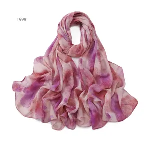 Sciarpa in chiffon sfumato rosa viola da donna, hijab lungo leggero e scialle per uso quotidiano