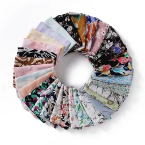 Chiffon scarf set with various floral, leopard and stripe prints, soft breathable fabric detail.