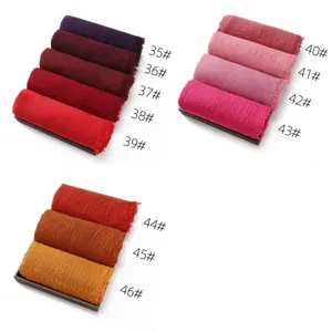 Solid color cotton linen breathable gauze scarf shawl with fringe for women color options