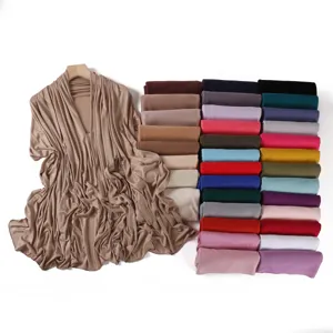 High quality solid color large jersey modal hijab scarf breathable soft versatile wrap shawl