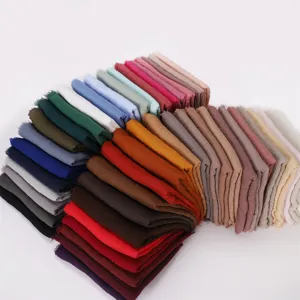 Solid color crinkle cotton linen hijab scarf breathable Muslim wrap shawl for women daily wear