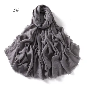 Solid color linen breathable gauze shawl sun protection women scarf lightweight casual wrap