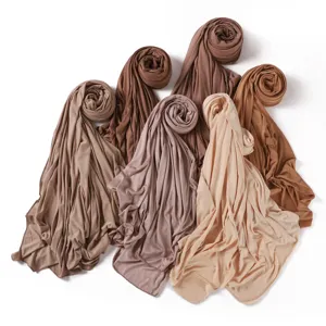Solid color modal jersey hijab scarf, soft breathable oversized Muslim head wrap for women.