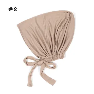 Modal zacht ademend elastisch strik ondercap hijab kaki kleur comfortabele pasvorm