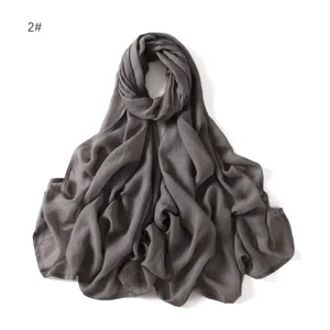 Soft solid color modal cotton scarf breathable hijab shawl drape elegant dark grey accessory
