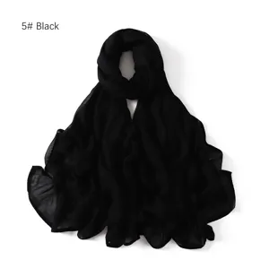 Solid color modal hijab scarf lightweight breathable black shawl for women daily wear styling