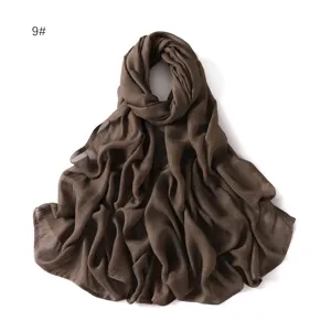Plain modal breathable hijab scarf, dark brown lightweight shawl wrap for women and daily wear.