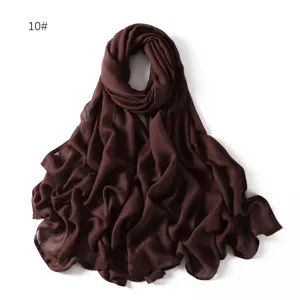 Soft modal solid color brown scarf detail showing delicate texture and breathable fabric