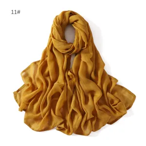 Solid color modal breathable shawl thin cotton linen scarf lightweight headscarf detail view