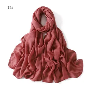 Solid color modal breathable shawl thin cotton linen scarf stylish hijab head wrap accessory